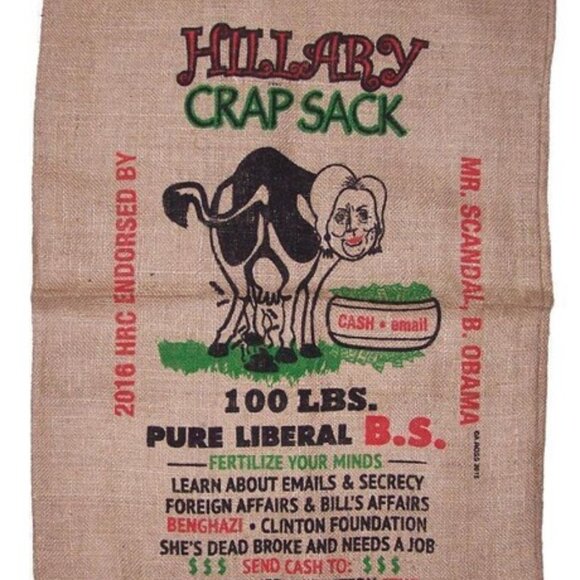 Hillary Crap Sack Funny Novelty Burlap Bag - Picture 2 of 3